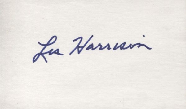 Les Harrison signed 3x5 card Rochester Royals 24 second clock Basketball HOF
