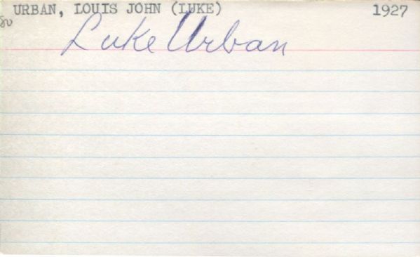 Louis Luke Urban early NFL football - Boston Braves Baseball signed 3x5 card