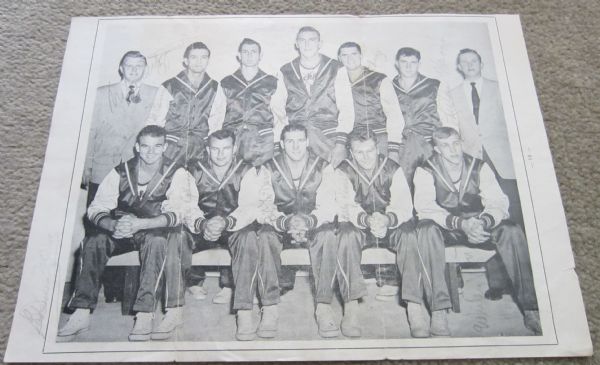 1948-49 SIGNED HOF Bob McDermott (d. 1963) NBL Tri-Cities Blackhawks photo 