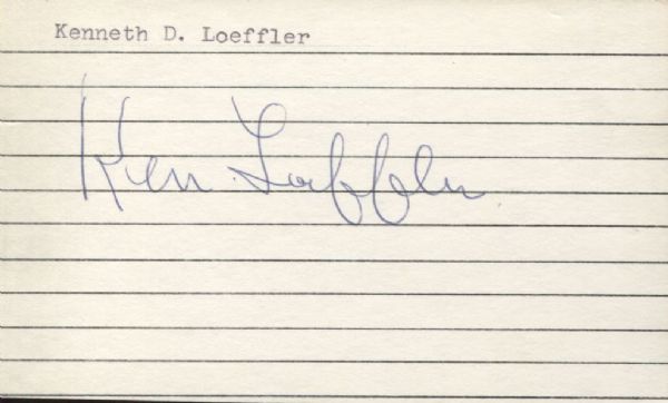 Ken Loeffler Signed lined 3x5 Card Basketball HOF -  D. 1975