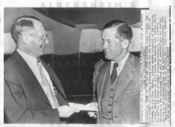 Bobby Jones and O.B. “Pop” Keeler - original photo 1950