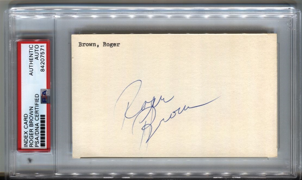 Roger Brown Pacers ABA Basketball Scandal HOF signed 3x5 index card PSA/DNA