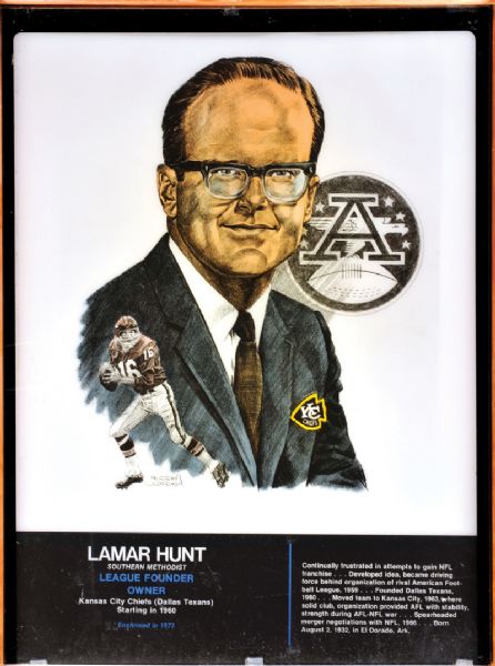1972 Lamar Hunt Football Hall of Fame Enshrinement Display Translite