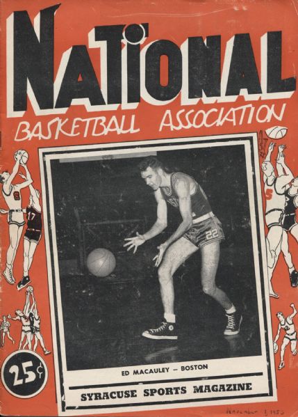 1953 Warriors vs Nationals Globetrotters vs Sphas basketball program with ticket stub