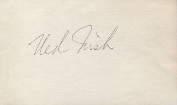 Ned Irish Signed 3x5 card - Founder of NY Knicks Basketball HOF D. 1982