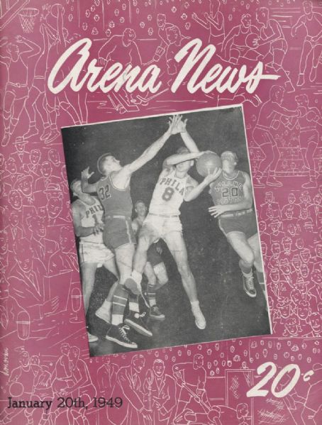 1949 Philadelphia Warriors vs Chicago Stags BAA basketball program Joe Fulks 38 