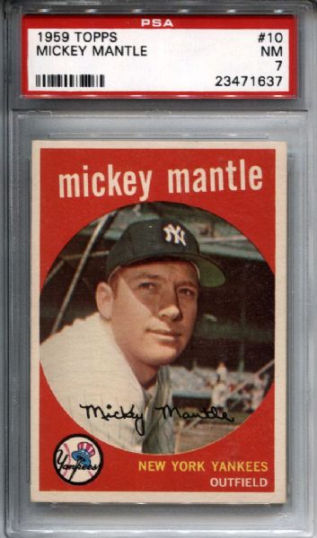 1959 Topps #10 Mickey Mantle PSA 7 NM