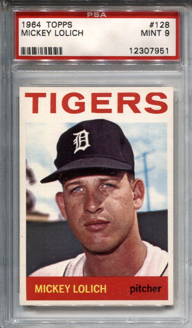 1964 TOPPS #128 MICKEY LOLICH PSA 9 MINT DETROIT TIGERS ROOKIE RC ... - 1964TOPPS128MICKEYLOLICHPSA9MINTDETROITTIGERSROOKIERC_1_lg