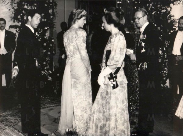 Princess Di and Charles at a banquet for  King Hasan II of Morocco – 1987 Original Photo 