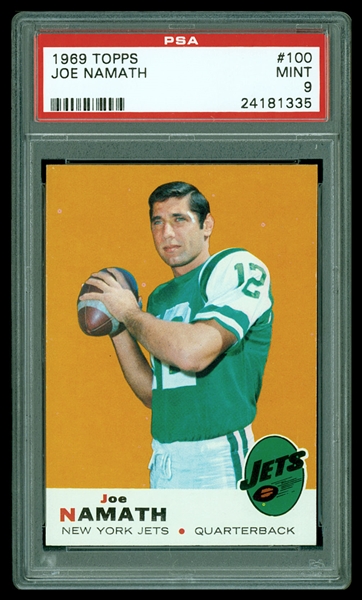 1969 Topps Joe Namath #100 PSA 9 Mint – New York Jets – Only 2 Higher