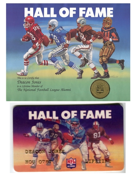 Deacon Jones NFL Alumni Lifetime Certificate & HOF Membership Card Lifetime – Deacon Jones estate