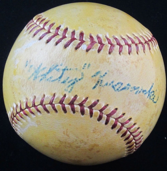 Whitey Kurowski vintage Single Signed Baseball -  St. Louis Cardinals D. 1999