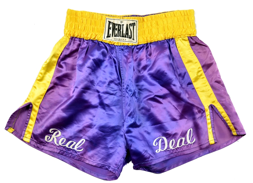 Heavyweight Champ - Evander Holyfield vs. Jesse Shelby Fight Worn Trunks – Holyfield Collection