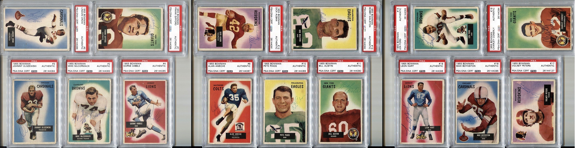 Signed 1955 Bowman Football PSA/DNA Encapsulated Set by 102