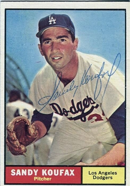 1961 Topps Sandy Koufax #344 Signed Baseball Card