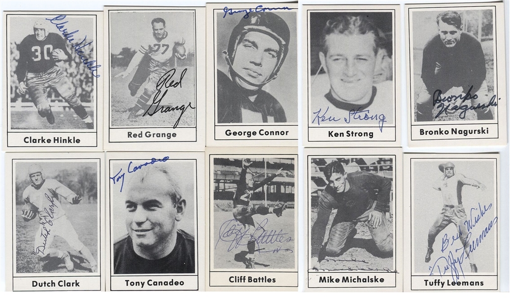 Lot of 10 Signed 1977 Touchdown Football Cards All HOFers - w/ Tuffy Leemans