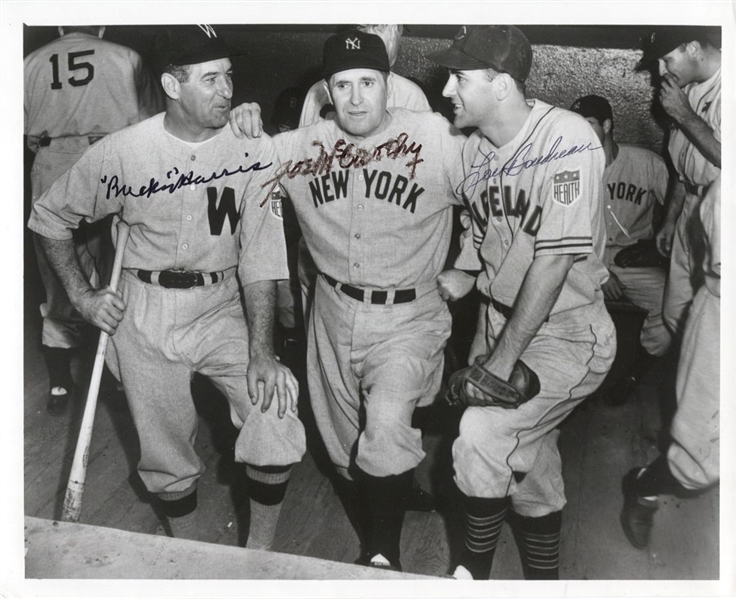 Bucky Harris – Joe McCarthy – Lou Boudreau Signed 1942 All Star Game Photo
