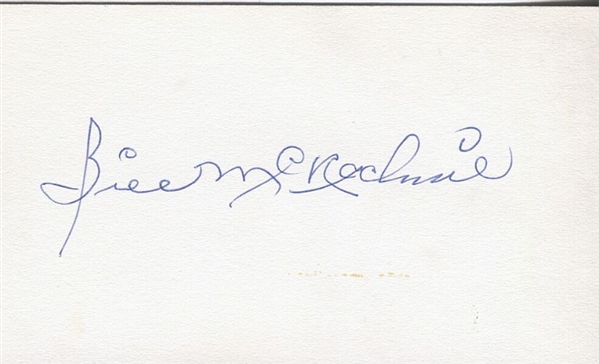 Bill McKechnie Signed3x5 Index Card Baseball HOF D. 1965