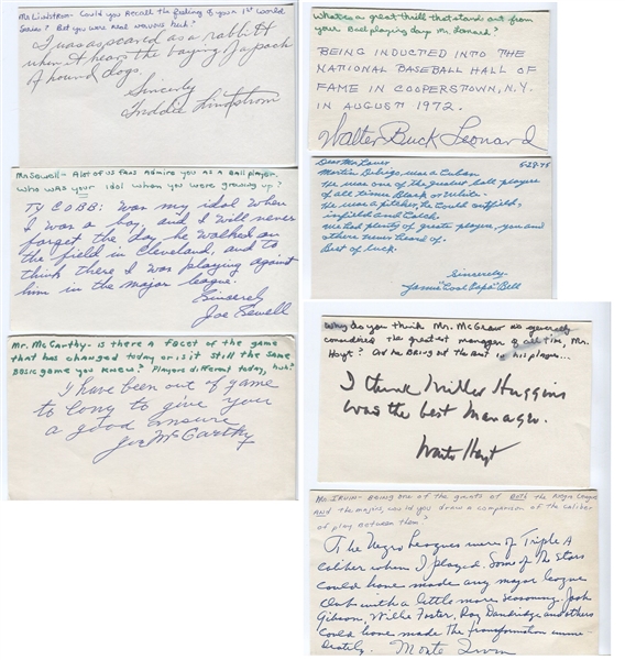 Collection of 7 Deceased Baseball HOFers Signed Letters with Great Content