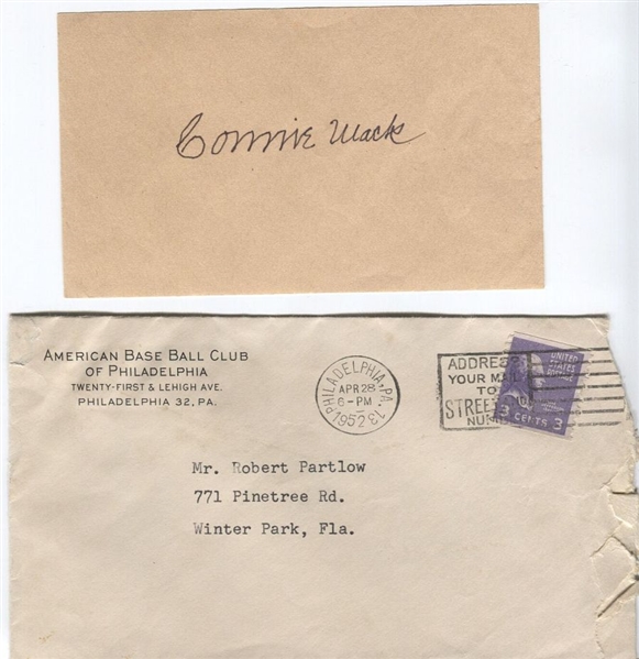 Connie Mack Autograph With Original Mailing Envelope