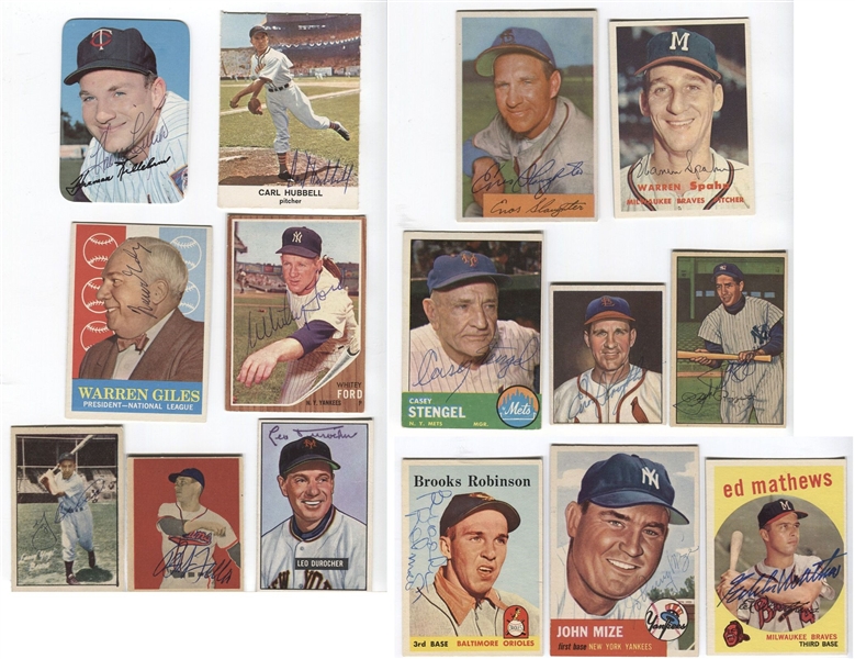 Lot of 15 Different Baseball Hall of Fame Autographed Signed Baseball Cards LOADED