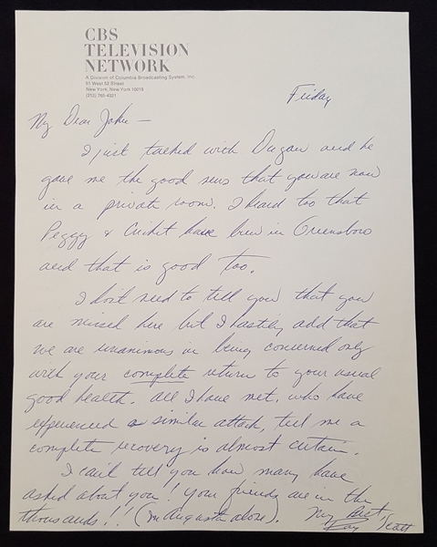 Ray Scott Signed Handwritten Letter #5  – Voice of the Green Bay Packers