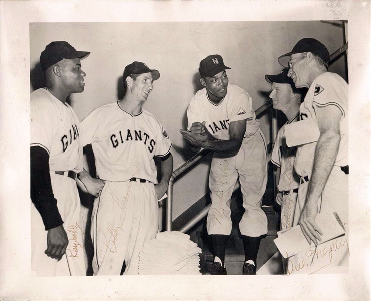 1951 New York Giants Baseball Original Photo Signed by 5 – Irvin, Rigney, Noble, Thomson, Lockman
