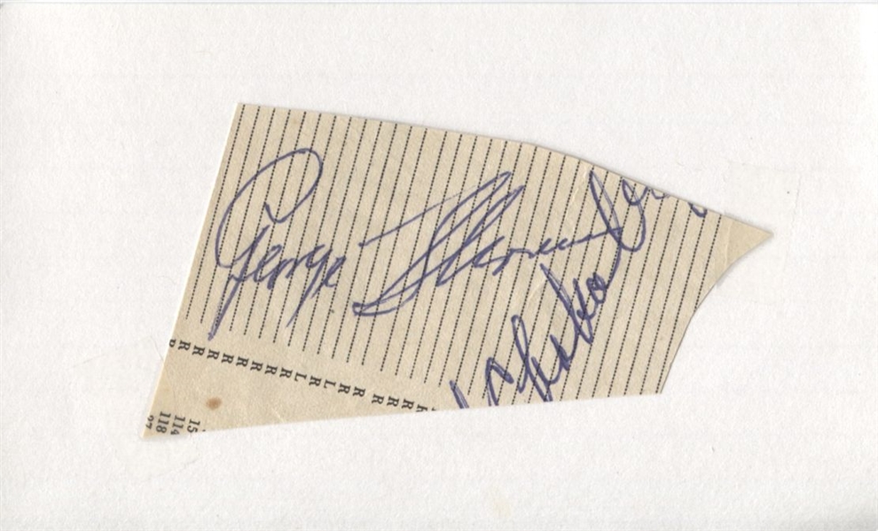 George Snuffy Stirnweiss Autograph Signed Cut 3x5 Index Card D. 1958 JSA COA