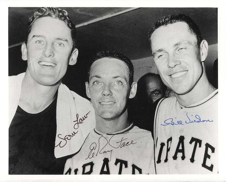 1960 Pirates signed photo by Vern Law, ElRoy Face, & Bill Virdon World Champs