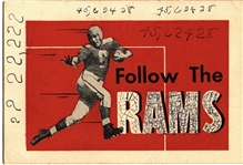 1941 Cleveland Rams NFL Football Original Schedule by Texaco