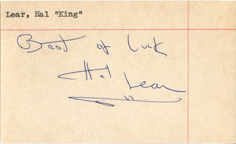 Hal King Lear Signed 3x5 Index Card Temple Owls – Philadelphia Warriors