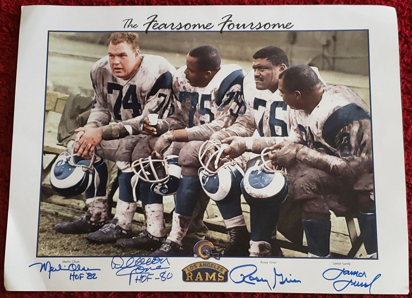 Los Angeles Rams “The Fearsome Foursome” Signed by 4 -  Color Litho Print