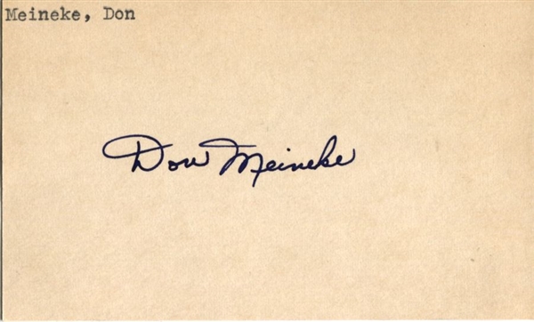 Don Meineke Signed Index Card – 1st NBA Rookie of the Year