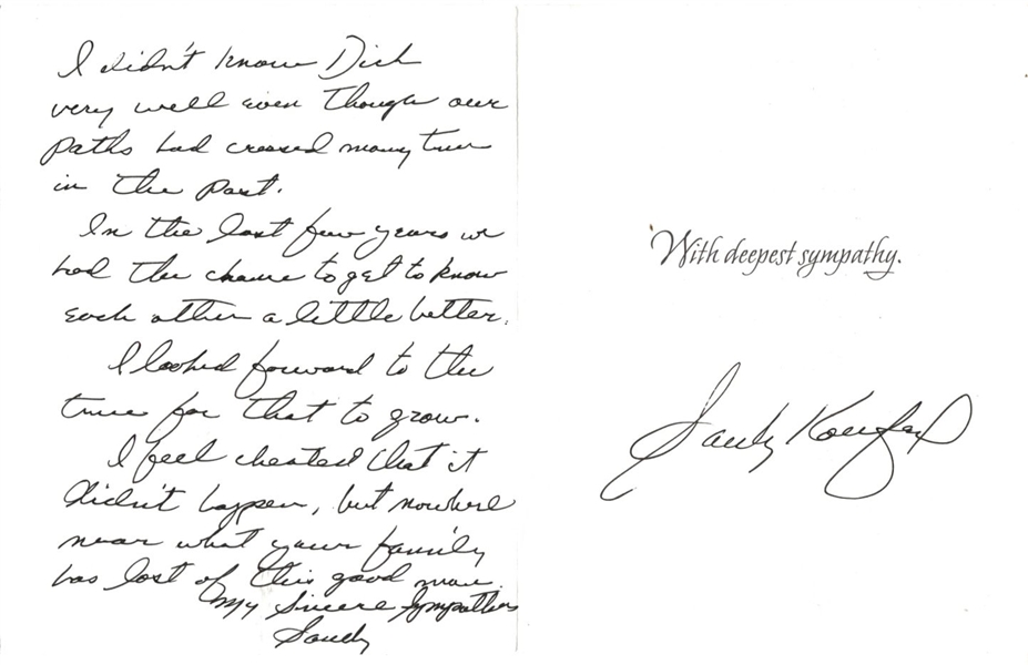 Sandy Koufax Signed Handwritten Letter to Dick Schaap’s Family – ULTRA RARE