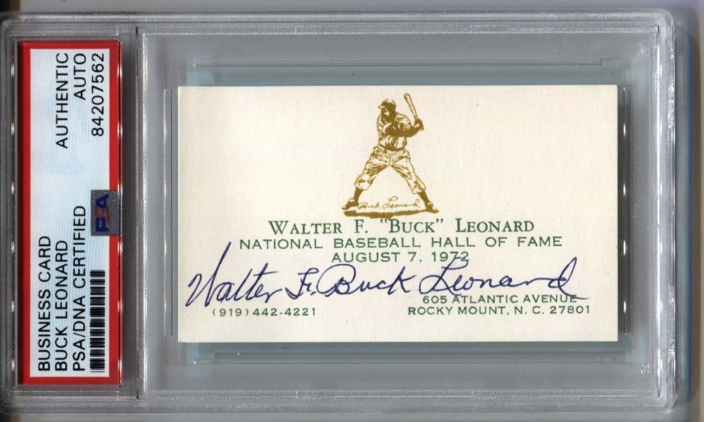 Buck Leonard Signed AUTO business card Negro League Baseball HOF 