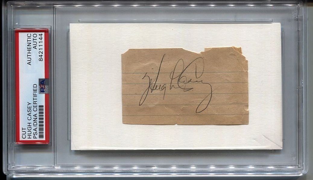 Hugh Casey Signed AUTO signature 3x5 card display Brooklyn Dodgers Suicide 1951 PSA/DNA
