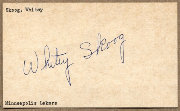 Whitey Skoog 3 X NBA Champion Minneapolis Lakers Signed AUTO 3x5 index card