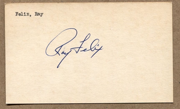 Ray Felix 1954 NBA R.O.Y. Bullets Knicks Lakers Signed 3x5 Index Card