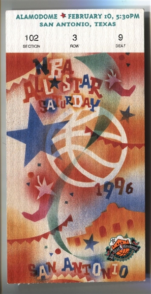 1996 NBA ALL-STAR Game Saturday Ticket Stub – Slam Dunk & 3 PT contest