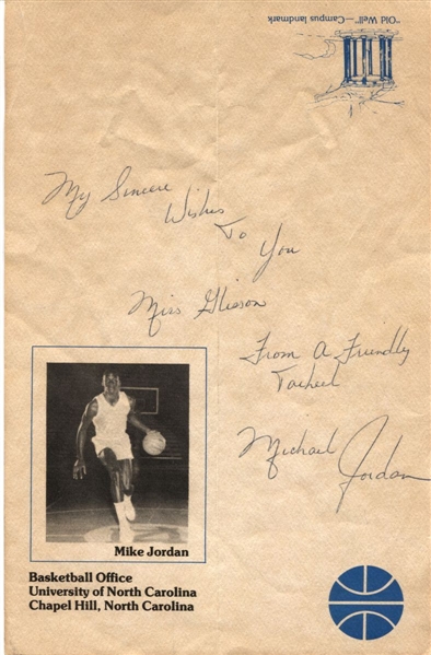 Michael Jordan Circa 1982 UNC Basketball Office Letterhead Office Autograph Signed Note PSA/DNA