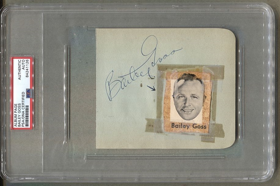 Bailey Goss Signed Album Page Baltimore Colts & Orioles Broadcaster D.1962 PSA/DNA