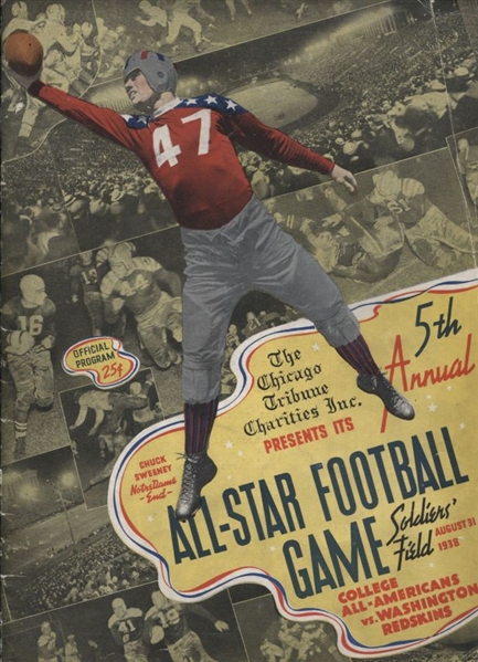 1938 College All-Stars vs Washington Redskins football program Whizzer White Sammy Baugh