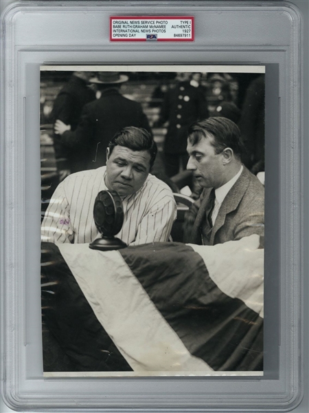 1927 Babe Ruth & Baseball HOF broadcaster Graham McNamee Opening Day Original TYPE 1 photo