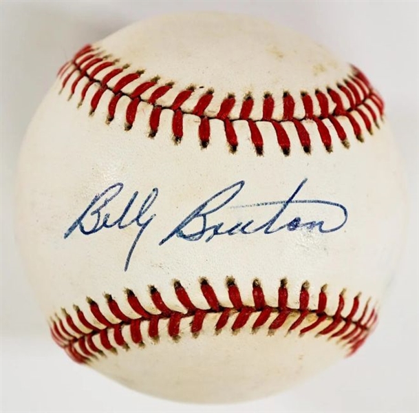 Billy Bruton Single Signed AUTO AL (Bobby Brown) baseball 1957-58 Milwaukee Braves D.1995 BAS COA