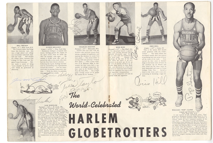 1953-54 Harlem Globetrotters Team Signed AUTO Program /w Junius Kellogg & Boid Buie
