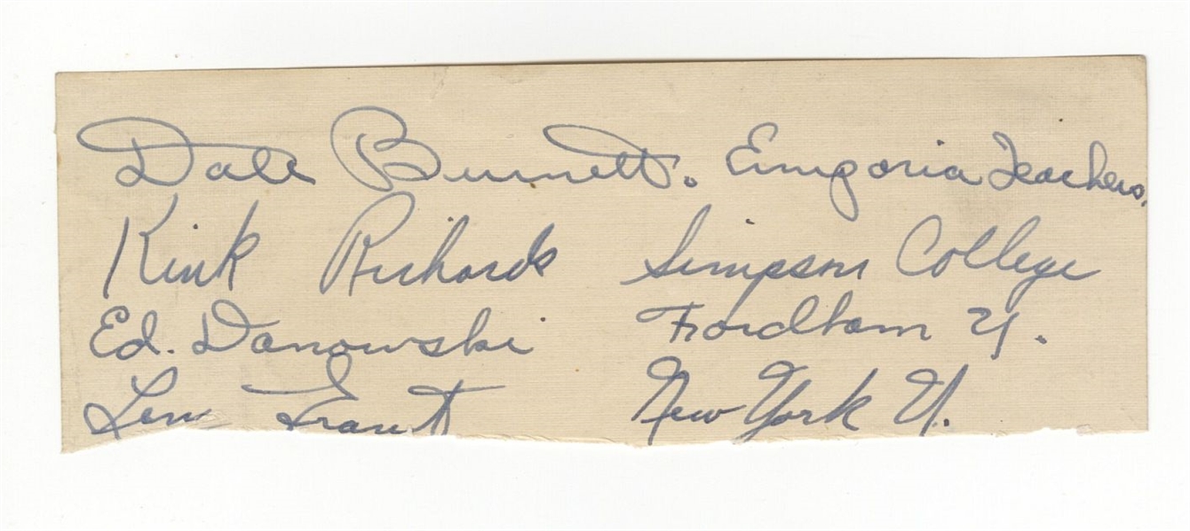 1937 New York Football Giants multi-signed page /w Len Grant (D. 1938)