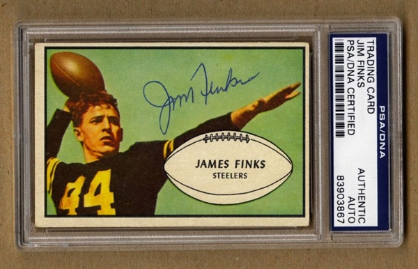 1953 Bowman #23 James Jim Finks Signed AUTO Football Card PSA/DNA