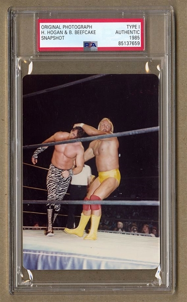 1985 Hulk Hogan vs Brutus Beefcake WWF WWE Original TYPE 1 snapshot Photo PSA/DNA