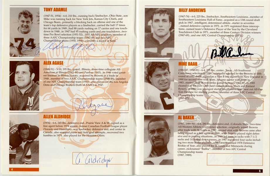 1996 Cleveland Browns Reunion Program Signed AUTO by 51 – Many Deceased