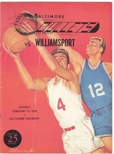 Baltimore Bullets vs. Williamsport Billies February 15, 1959 EPBL Eastern League Basketball Program